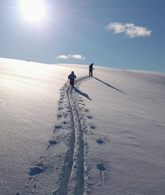 To personer går på ski